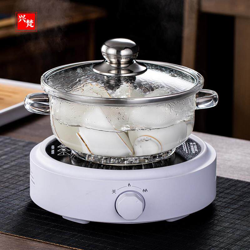 耐高温玻璃消毒锅茶洗带盖子平底电磁炉可用消毒茶杯消毒锅杯洗器