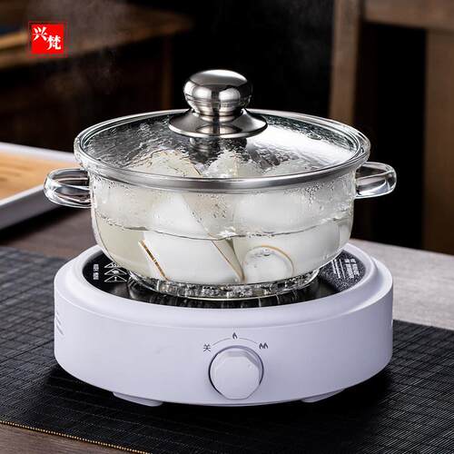 耐高温玻璃消毒锅茶洗带盖子平底电磁炉可用消毒茶杯消毒锅杯洗器