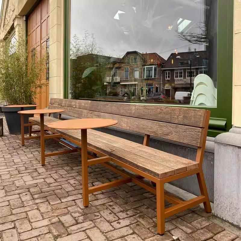 户外休闲桌外椅外别墅花园QUO椅桌露天户庭院校园室一体靠背长条