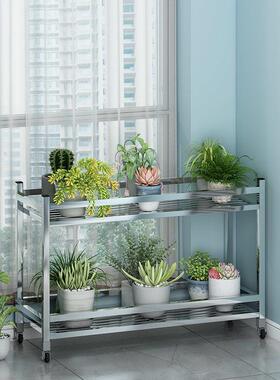 不锈花架带轮子加钢宽多层架省空间家物用阳台置架户84769外可移