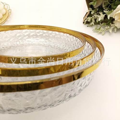 Hot-selling transparent PET gold-foiled fruit platter, exudi