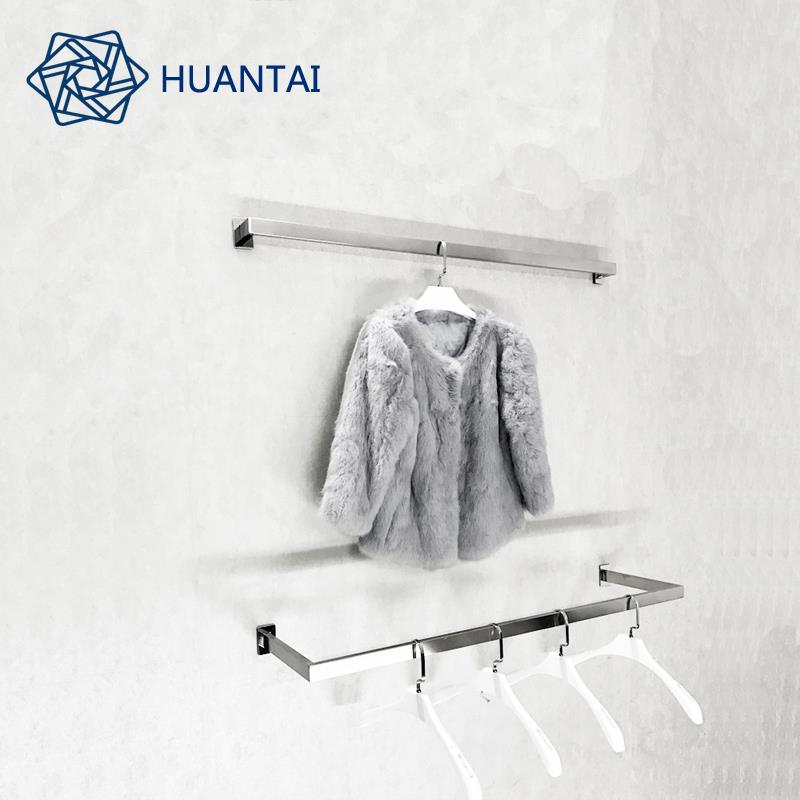 女装上墙钛金正挂架衣服架 定制服装店不锈钢侧挂架 童装陈列货架