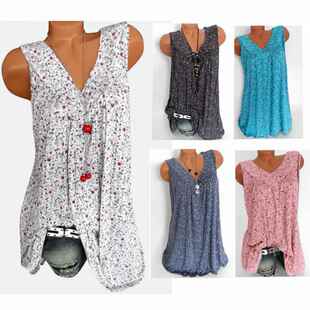 collar knitted sleeveless Small top print vest for floral