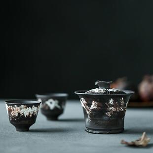 晴先生即山川老岩泥原矿纯柴烧重落灰化妆土手工盖碗无相随性而作