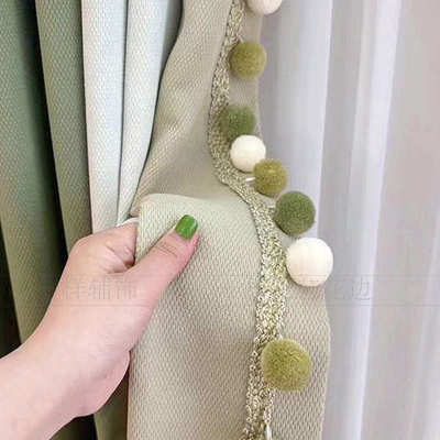 玛卡龙三色毛毛窗帘花边辅料儿童房装饰配件饰品手工帘头流苏穗子