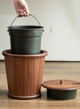 古竹制茶渣桶 家用CP221102茶水桶分离小号排水桶复办公室茶水道