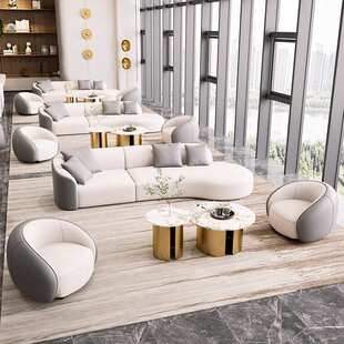 弧形沙发酒店大堂大厅贵宾会所休息区接待会客圆弧售楼处洽谈沙发