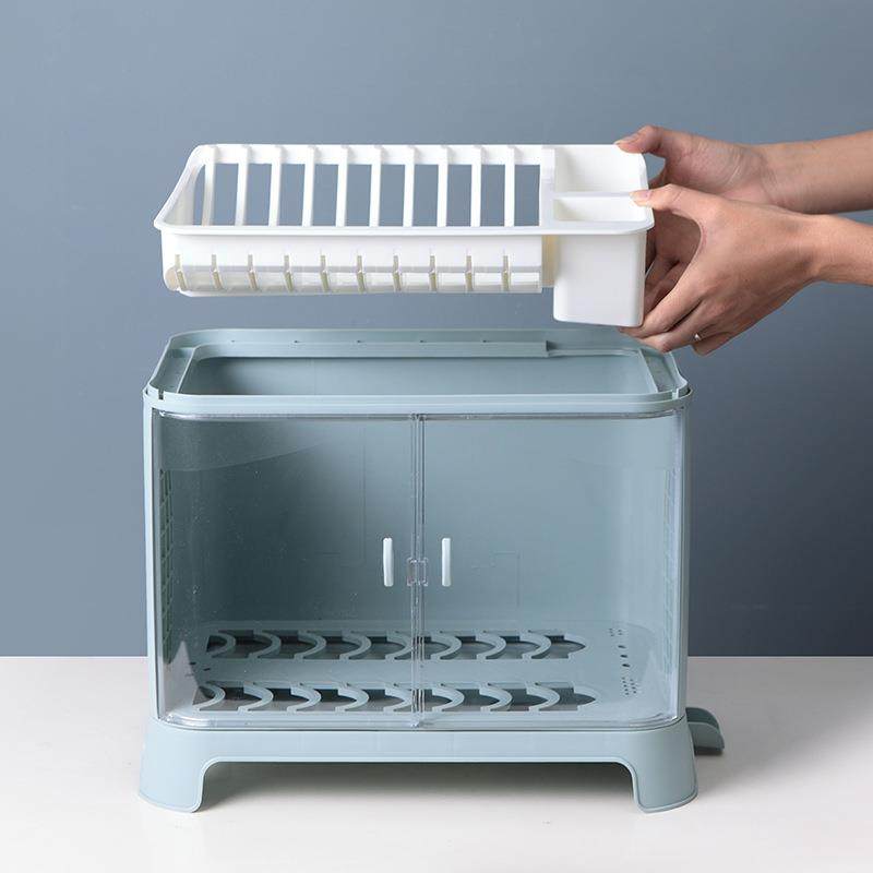 厨房碗架碗筷收纳盒架带盘盖放餐具装双层碗碗箱碟沥水置物塑料柜