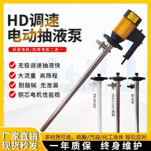 智沃HD电动抽液泵可调速不锈钢/PPHT/PVDF耐酸碱化工泵220V插桶泵