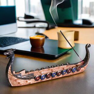 复古龙舟香插香炉新中式龙年摆件室内家居一帆风顺帆船装饰工艺品