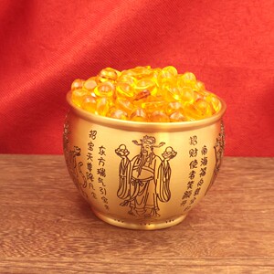 宝黄铜福百缸米缸聚盆摆件见描述艺招财家居装饰办公室招财工品摆
