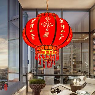 大红灯笼挂饰过新年大门吊灯春节中式LED灯过年阳台水晶旋转灯笼