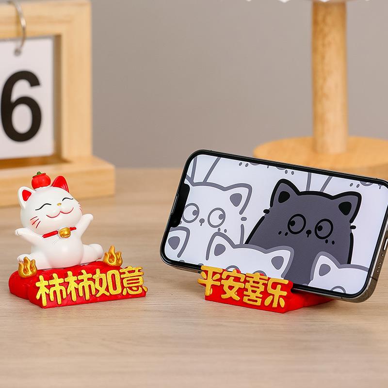 树脂工艺品架招财猫桌面机支可爱懒人追剧架支架D-ZCM手平板支桌