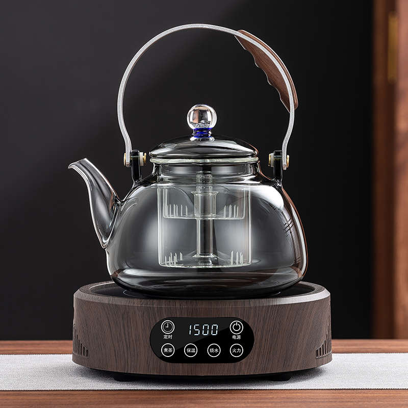 2024新款加厚玻璃提梁煮茶壶煮茶器电陶炉套装烧水泡茶喷淋式家用