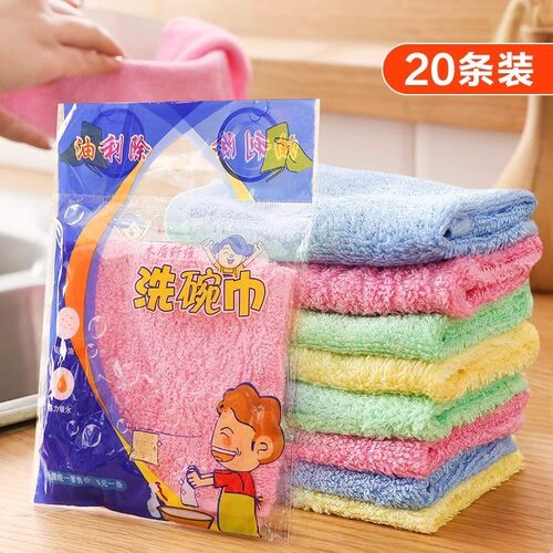 Thickened Kitchen Dishcloth Made of Bamboo Fiber, Oil-Repell