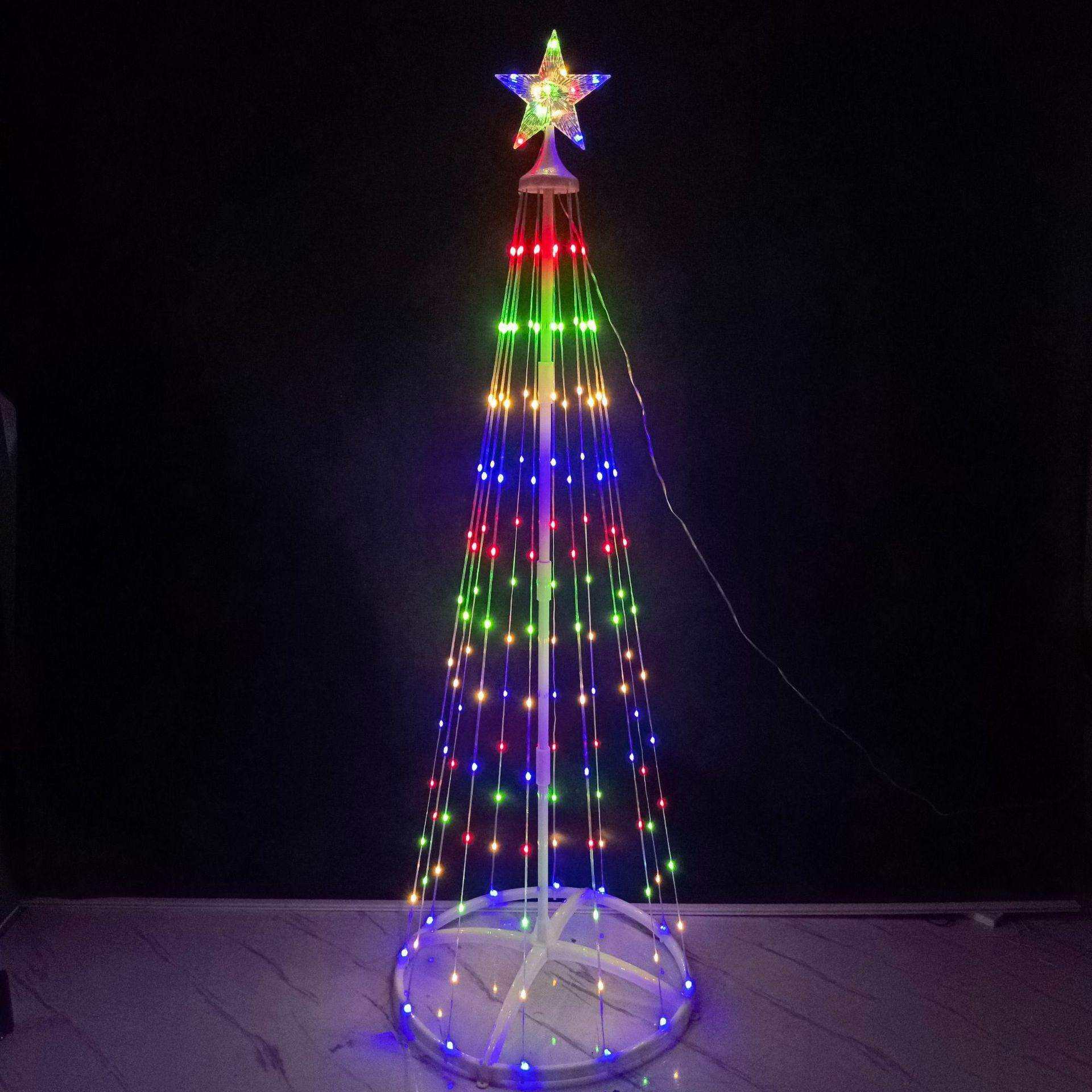 铁艺锥形旋转树枝灯LED盘旋树折叠圆锥塔RGB旗杆灯圣诞树彩灯