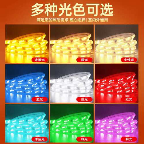 led灯带户外防水220v客厅外墙专用工程室外暖光白暖色高压带灯条