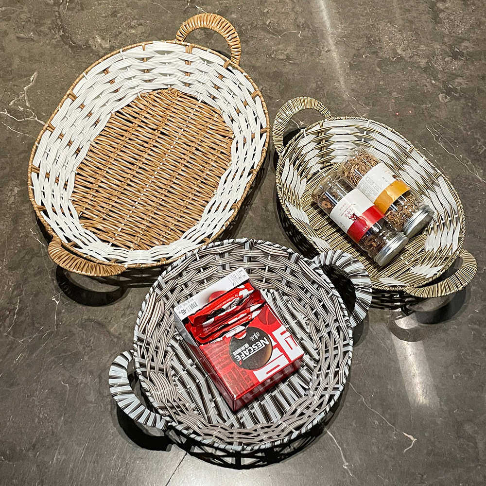手工仿藤家居酒店室内防尘水洗编织收纳篮桌面杂物零食水果储物篮,收纳整理,其他收纳篮,淘宝优惠券,粉丝福利购,淘宝优惠卷