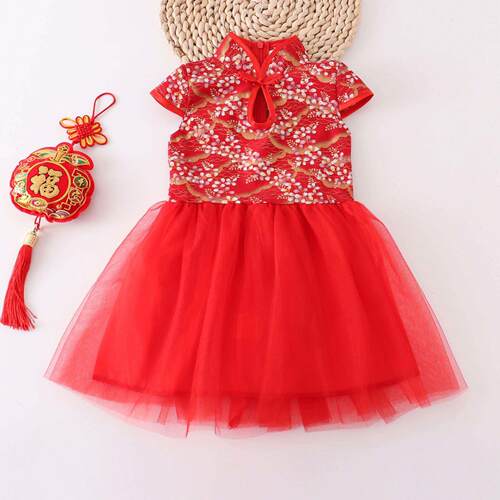 clothes dress girl kids girls cheongsam baby Chinese-style