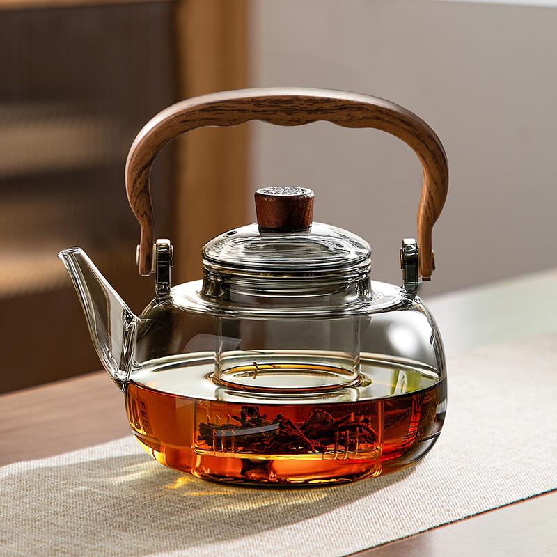 围炉煮茶壶玻璃茶壶耐高温加厚烧水壶家用办公室过滤泡茶壶提梁壶