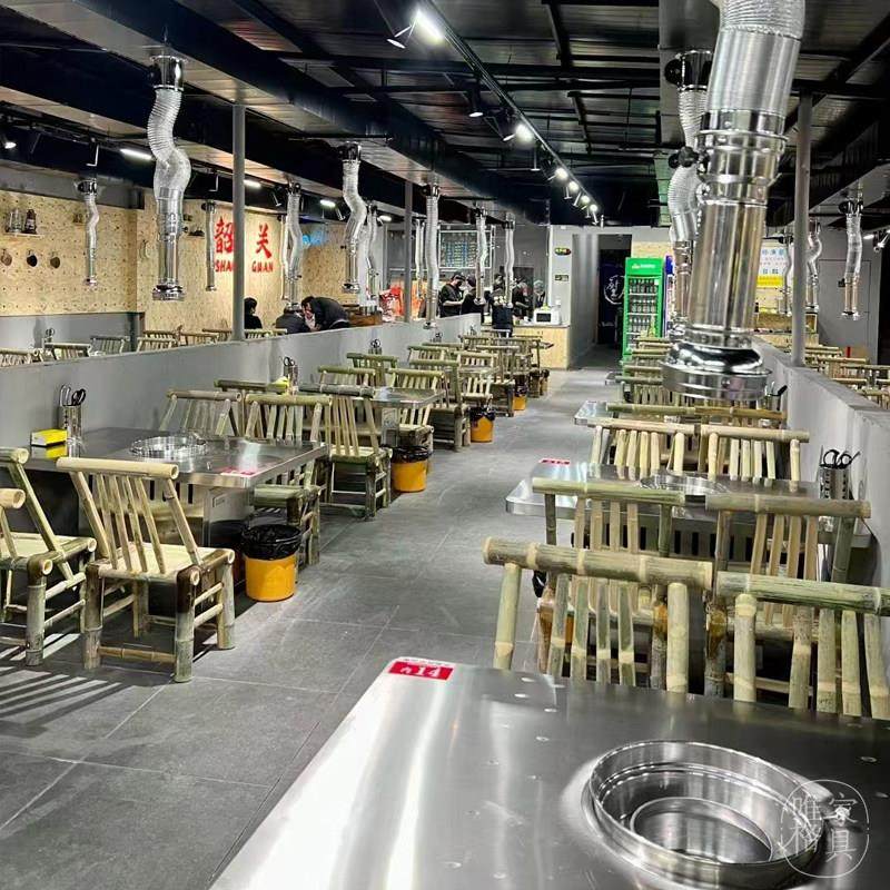 谢记大树不锈钢炭火烤肉桌椅商用工业风不锈钢火锅桌子电磁炉一体,商业/办公家具,火锅桌,淘宝优惠券,粉丝福利购,淘宝优惠卷