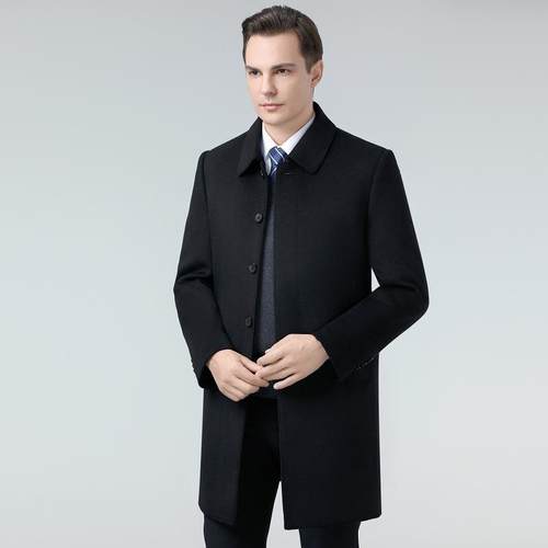 XRI冬中老年男士羊绒外大衣加厚毛呢中长款可拆卸品季牌羊羽绒内