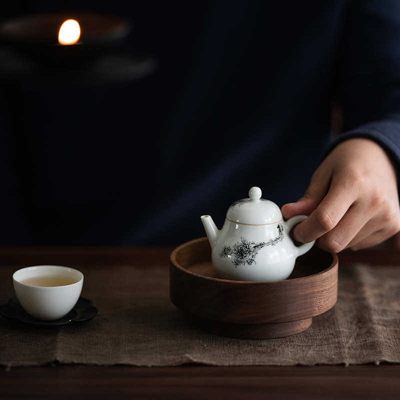 优茶道手作日式原木壶承北美黑胡桃木高脚壶托盘养壶垫茶点盘碟,餐饮具,茶具礼盒,淘宝优惠券,粉丝福利购,淘宝优惠卷