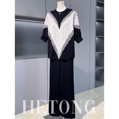 中年妈妈秋装针织小衫两件套50岁中老年女装春秋季休闲运动服套装