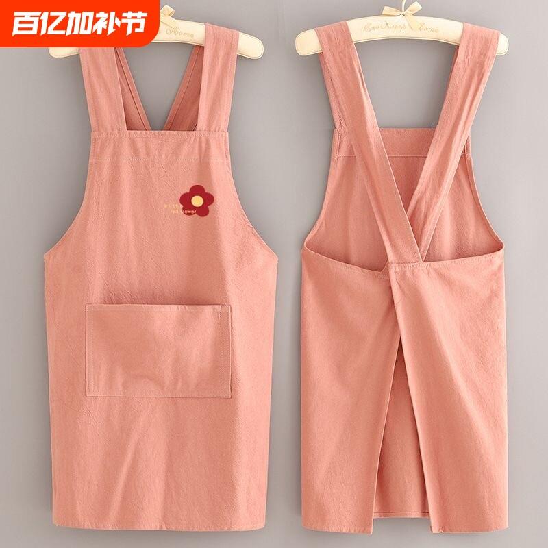 新款围裙厨房家用2025纯棉餐饮专用网红夏季薄款透气饭单工作服女