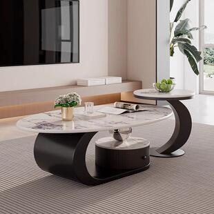 意式轻奢微晶石客厅茶几2024新款简约现代家用小户型高级岩板茶几