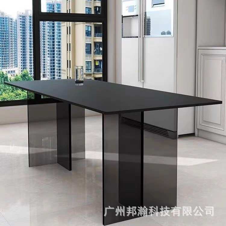透明黑色亚克力桌腿加工悬浮餐桌岩板岛台茶几T型V型一型通用支架