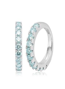 原创设计银色马尔代夫蓝锆石排钻镶嵌银色轻奢满钻戒指指环ins礼