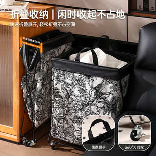 法式中古脏衣篓收纳篮带轮浴室大容量洗衣篮批发可折叠夹缝脏衣篮