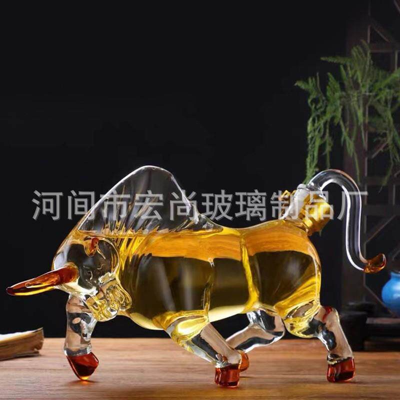 二生形肖玻EHU璃泡酒瓶牛密封十醒器造型礼品空透明玻璃工艺泡参