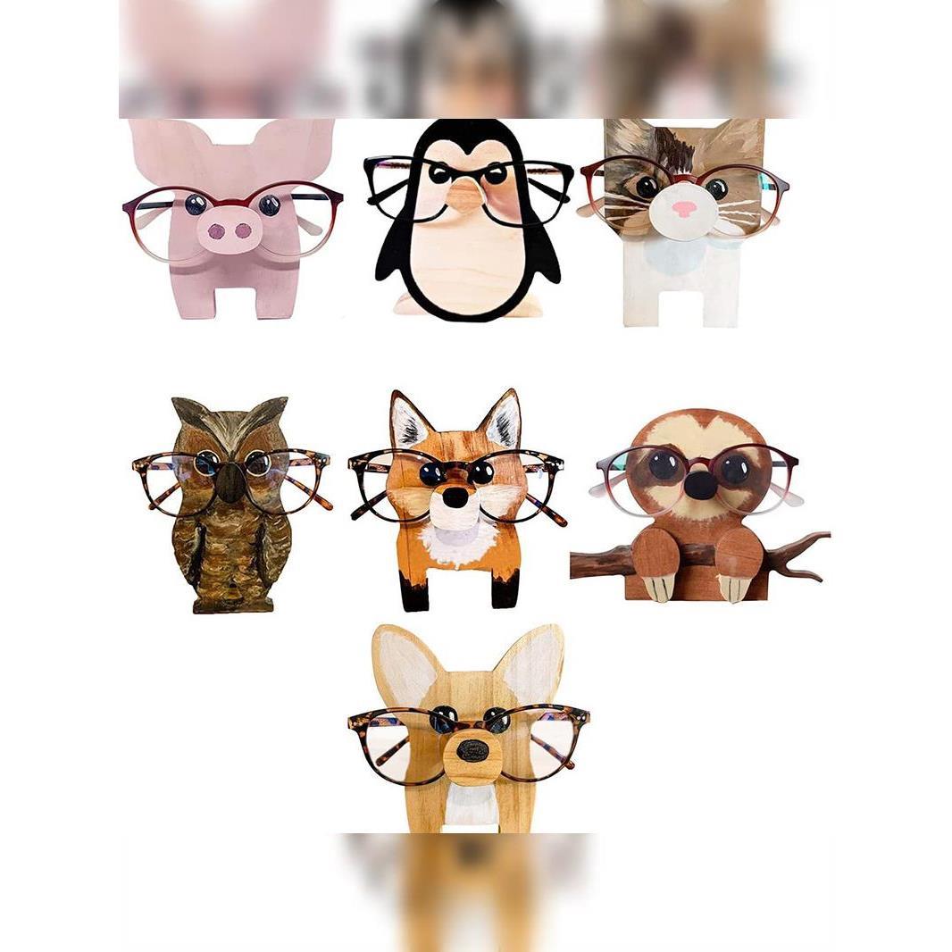 创意木质摆件动物眼镜纳摆件办公桌面制工艺品室木收眼镜古月云展
