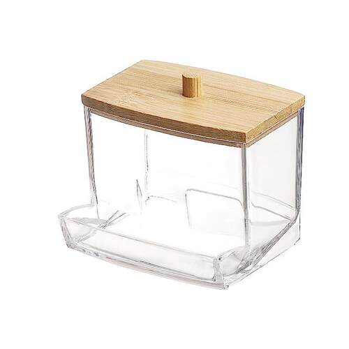 Square transparent plastic cotton swab box with lid, dust-pr