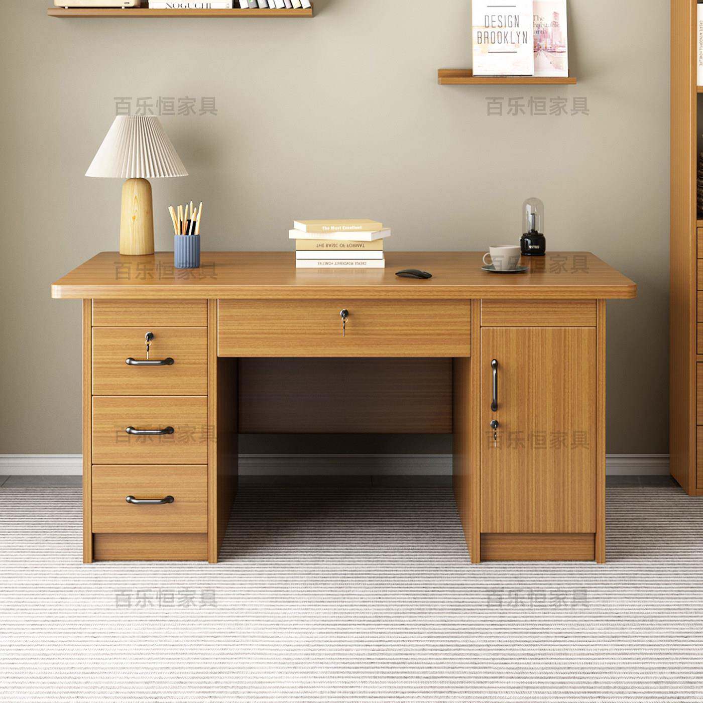 全实木原木生态板书桌家用小型写字台办公桌带抽屉单人台式电脑桌