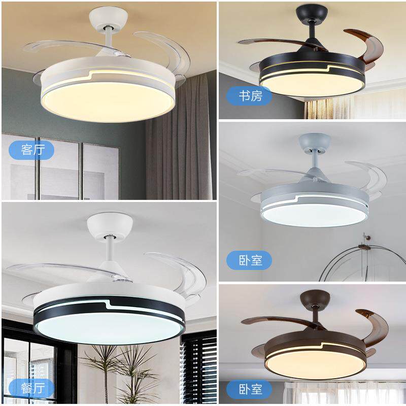 餐厅led吊灯隐形风扇灯客厅现代简约北欧饭厅餐桌家用轻奢吊扇灯