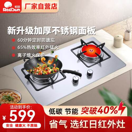 Redsun/红日 EM208G燃气双灶台嵌入式家用天然气防干烧猛火煤气灶