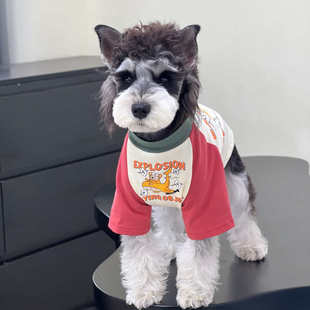 中小大型犬 宠物猫狗衣服 夏季 纯棉拼色飞机T恤 室内防掉毛空调服