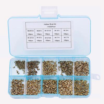 1000pcs盒装 黄铜鸡眼管状铆钉双面PCB电路板用空心铆钉螺母GB876