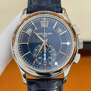 [9.8新]PP百达翡丽复杂功能5905P男士铂金蓝盘手表自动机械腕表