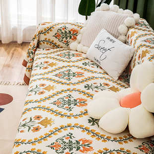 美式田园北欧棉麻沙发巾轻奢风四季通用防滑现代坐垫沙发套罩