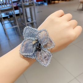 悠家韩国重工水晶刺绣花朵发圈气质布艺头绳发绳盘头发圈发饰