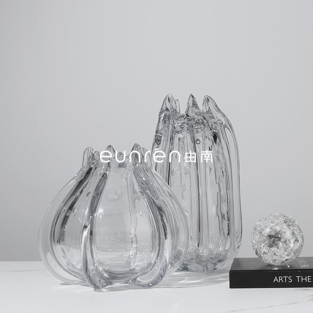 简约现代透明玻璃气泡造型花器几何花瓶摆件样板房间客厅桌面摆设