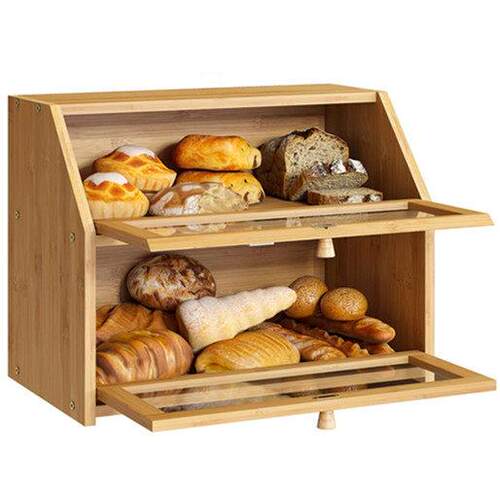 Double Layer Large Bread Box for Kitchen Counter Storage Bin