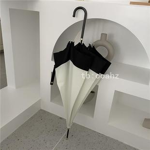 简单朴长柄雨伞in素拍照用直杆伞单男女 黑白赫本风s 正品 ooahz
