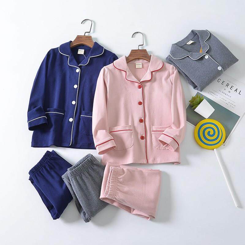 出口韩国儿童睡衣女童春款全棉家居服男童中大童男孩长袖套装定制