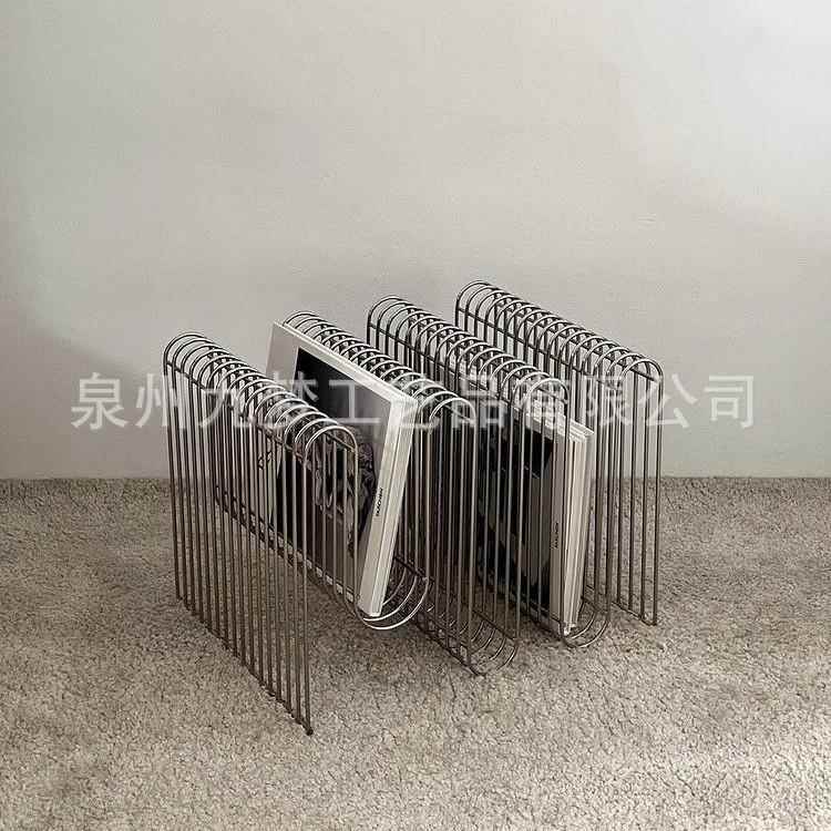 金属线条茶几客厅装饰收纳书架落地杂志架置物架小桌子沙发边几
