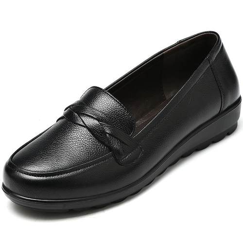 高档中老年妈软妈皮鞋真皮底头层皮女鞋舒适老人鞋牛女奶奶鞋子春